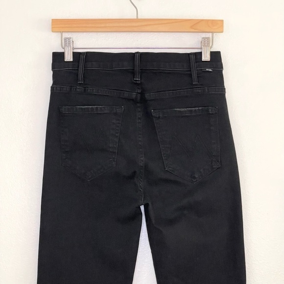 Mother The Hustler Ankle Fray Jean High Waist Flare Raw Hem Not Guilty Black 27 - Picture 9 of 16